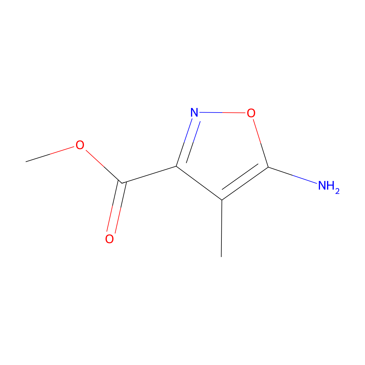 Methyl 5-amino-4-methyl-1,2-oxazole-3-carboxylate molecular structure, CAS 485807-09-8