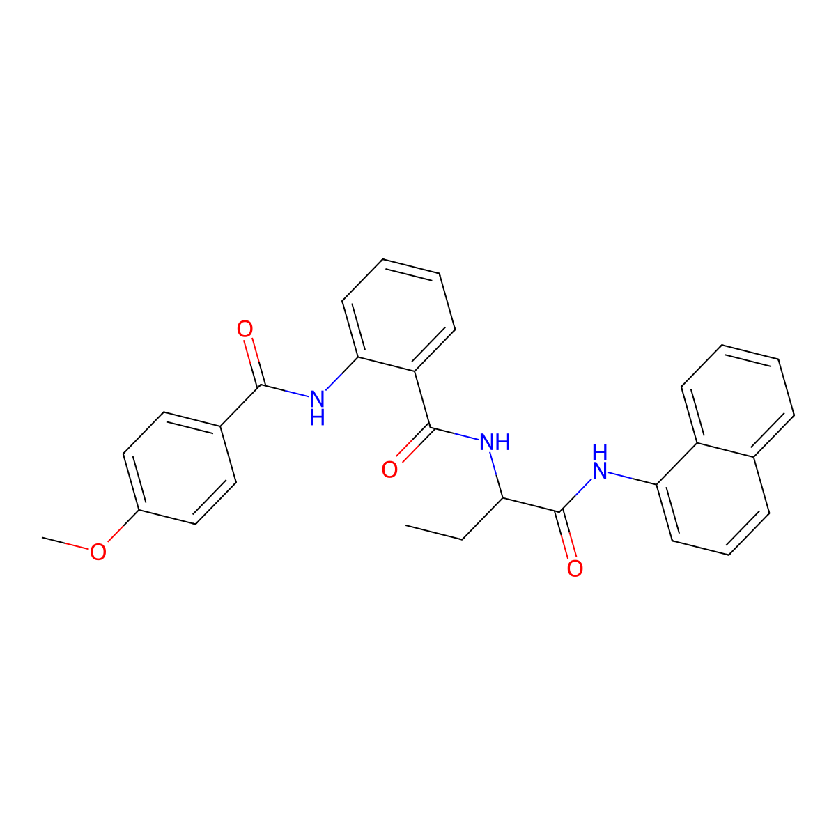 Benzamide, 2-[(4-methoxybenzoyl)amino]-N-[1-[(1-naphthalenylamino)carbonyl]propyl]- molecular structure, CAS 485810-09-1