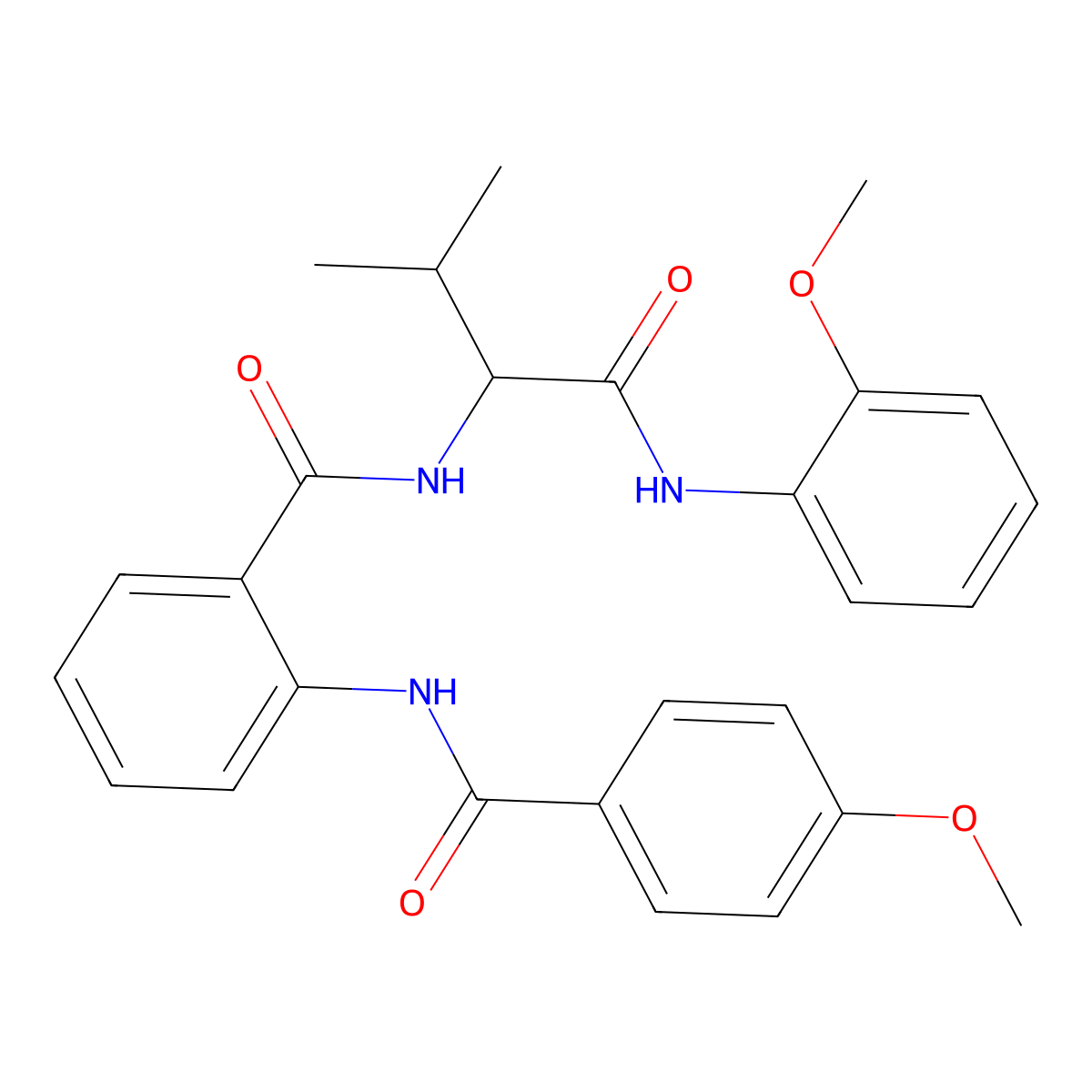 N-[1-(2-Methoxyanilino)-3-methyl-1-oxobutan-2-yl]-2-(4-methoxybenzamido)benzamide molecular structure, CAS 485810-12-6