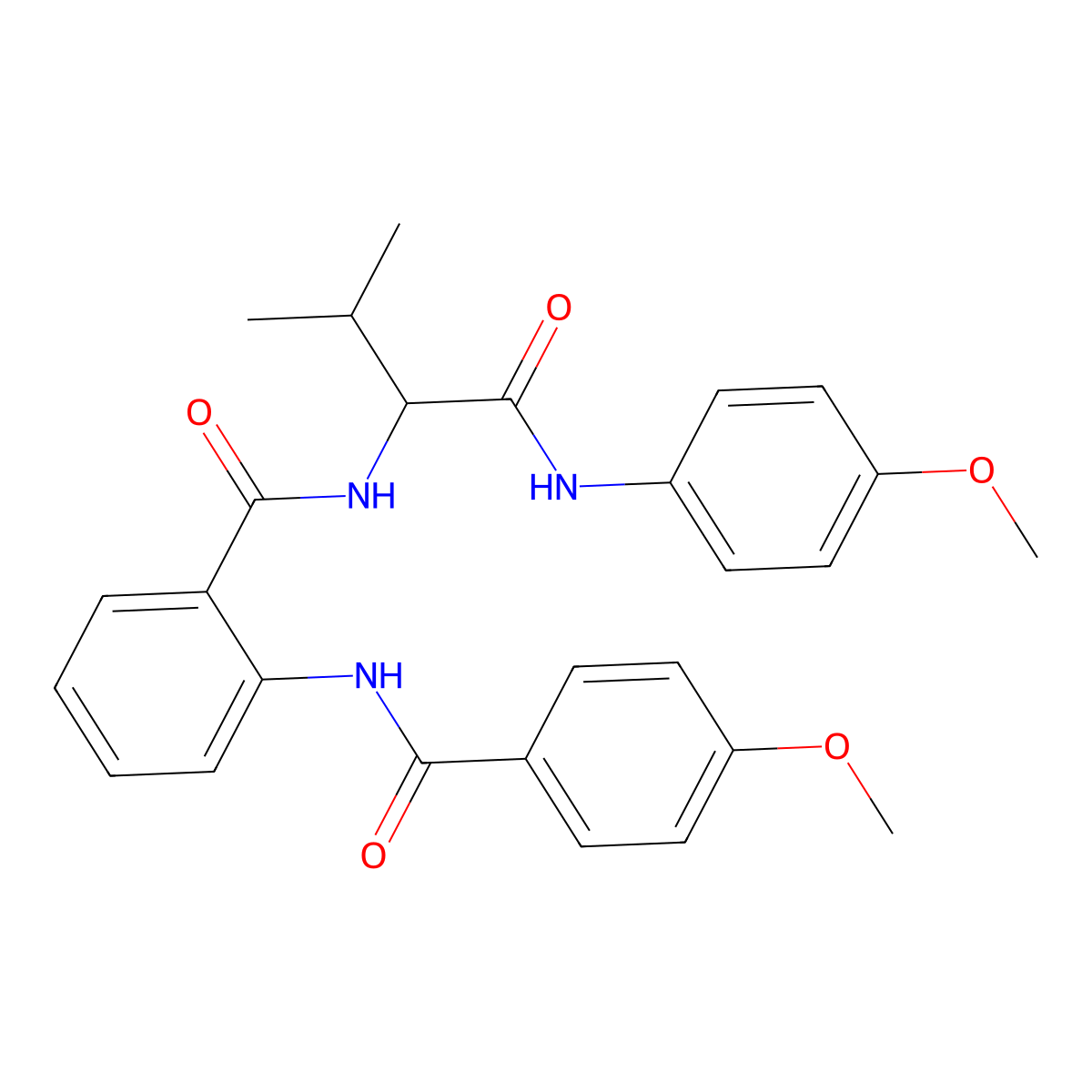 Benzamide, 2-[(4-methoxybenzoyl)amino]-N-[1-[[(4-methoxyphenyl)amino]carbonyl]-2-methylpropyl]- molecular structure, CAS 485810-14-8