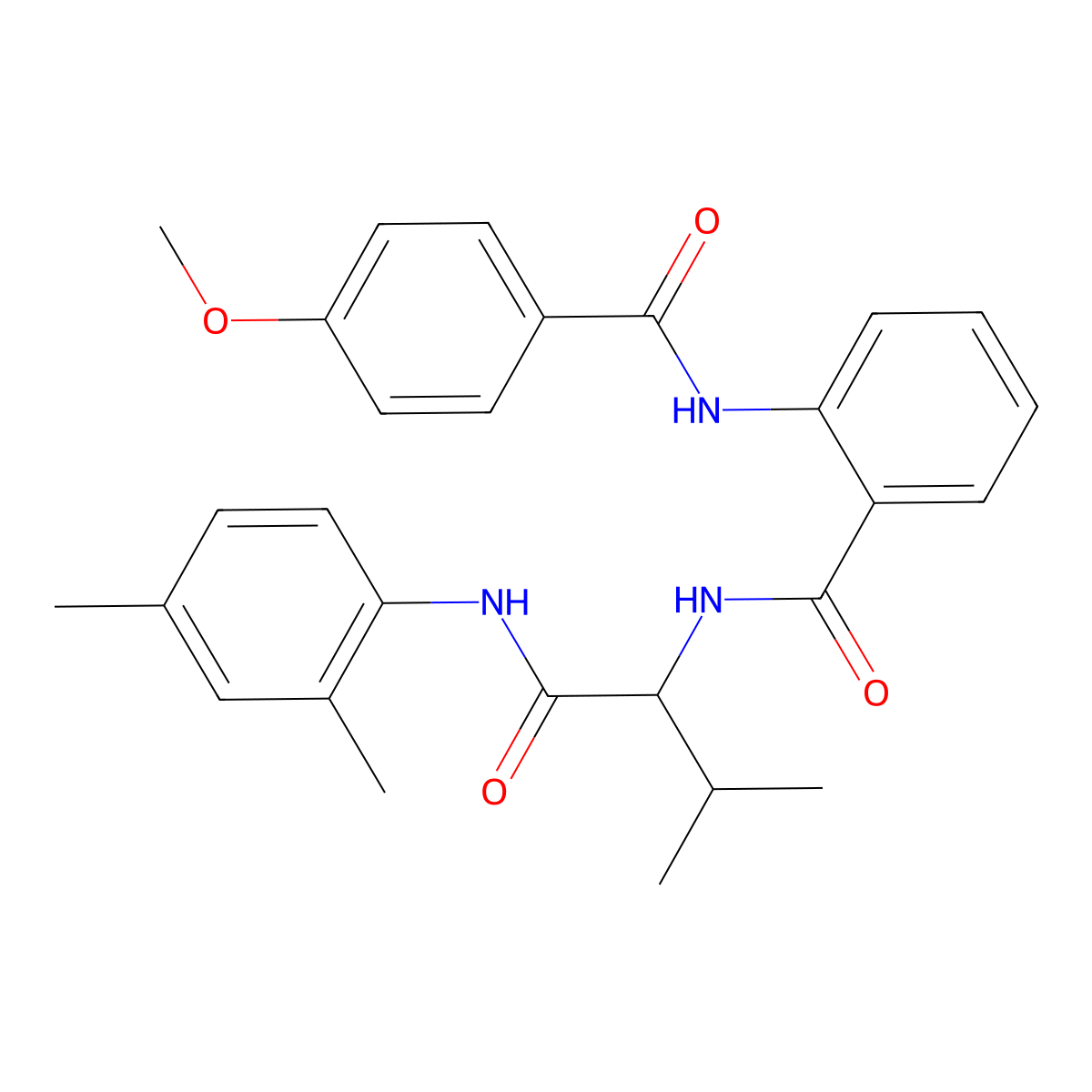 Benzamide, N-[1-[[(2,4-dimethylphenyl)amino]carbonyl]-2-methylpropyl]-2-[(4-methoxybenzoyl)amino]- molecular structure, CAS 485810-16-0