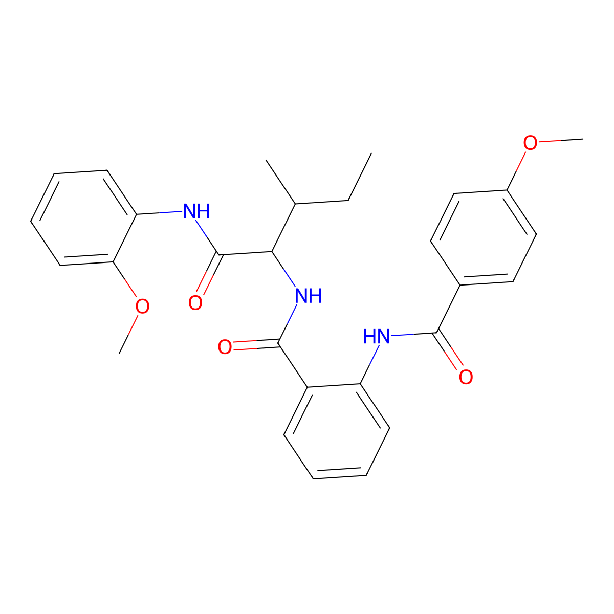 Benzamide, 2-[(4-methoxybenzoyl)amino]-N-[1-[[(2-methoxyphenyl)amino]carbonyl]-2-methylbutyl]- molecular structure, CAS 485810-28-4