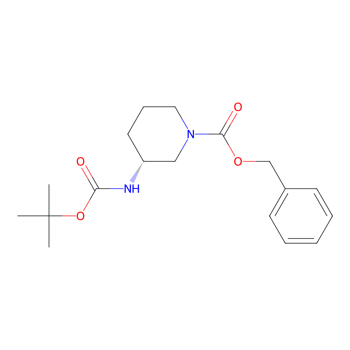 (R)-3-N-Boc-Amino-1-Cbz-piperidine molecular structure, CAS 485820-12-0