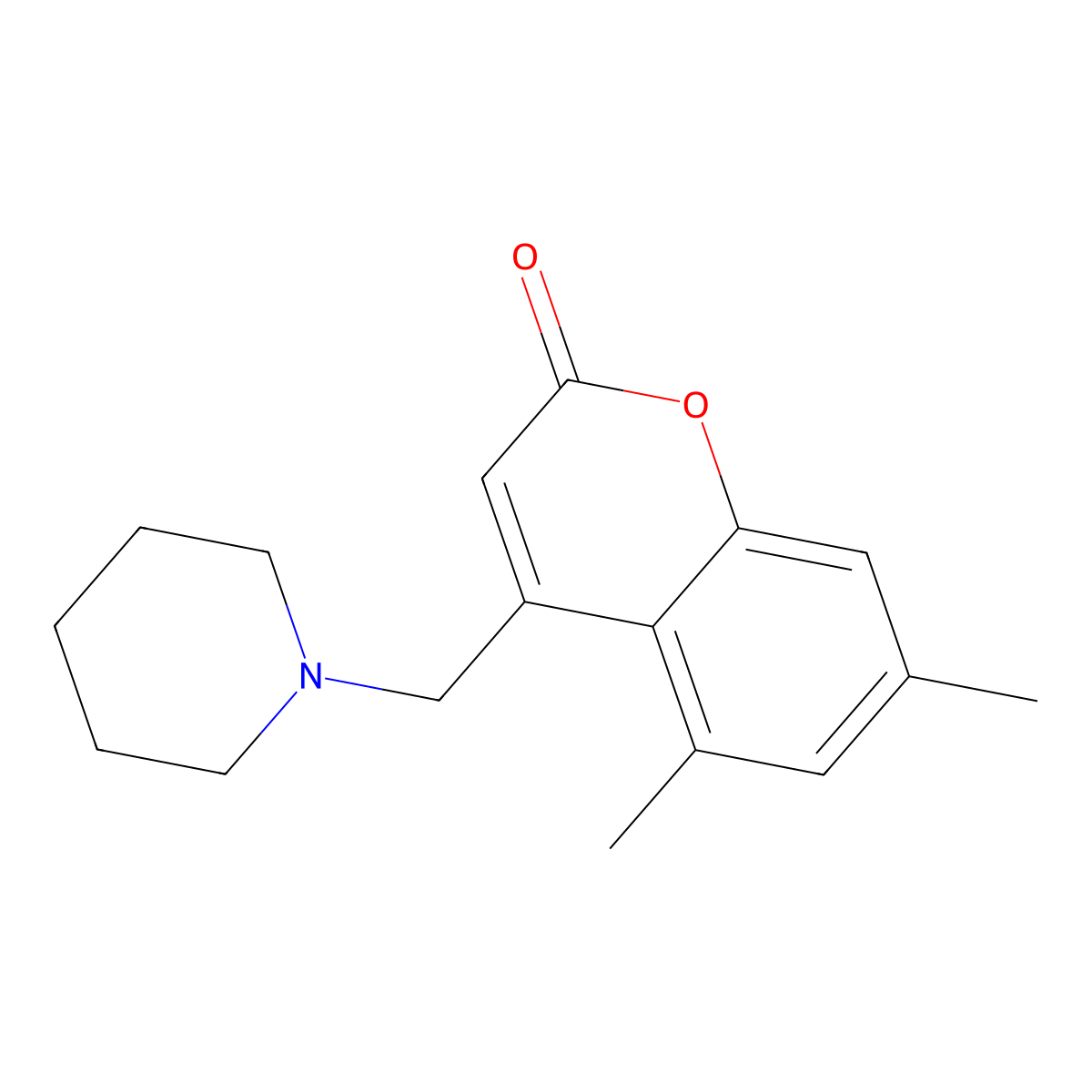 5,7-dimethyl-4-(piperidin-1-ylmethyl)-2H-chromen-2-one molecular structure, CAS 485821-96-3