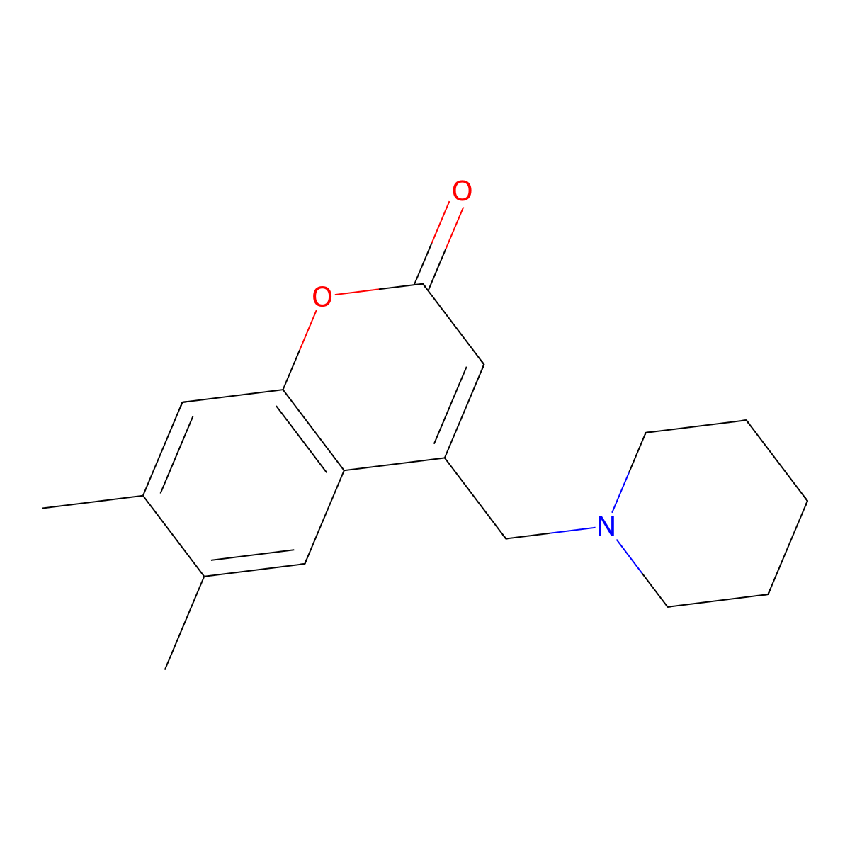 6,7-dimethyl-4-(piperidin-1-ylmethyl)-2H-chromen-2-one molecular structure, CAS 485821-97-4