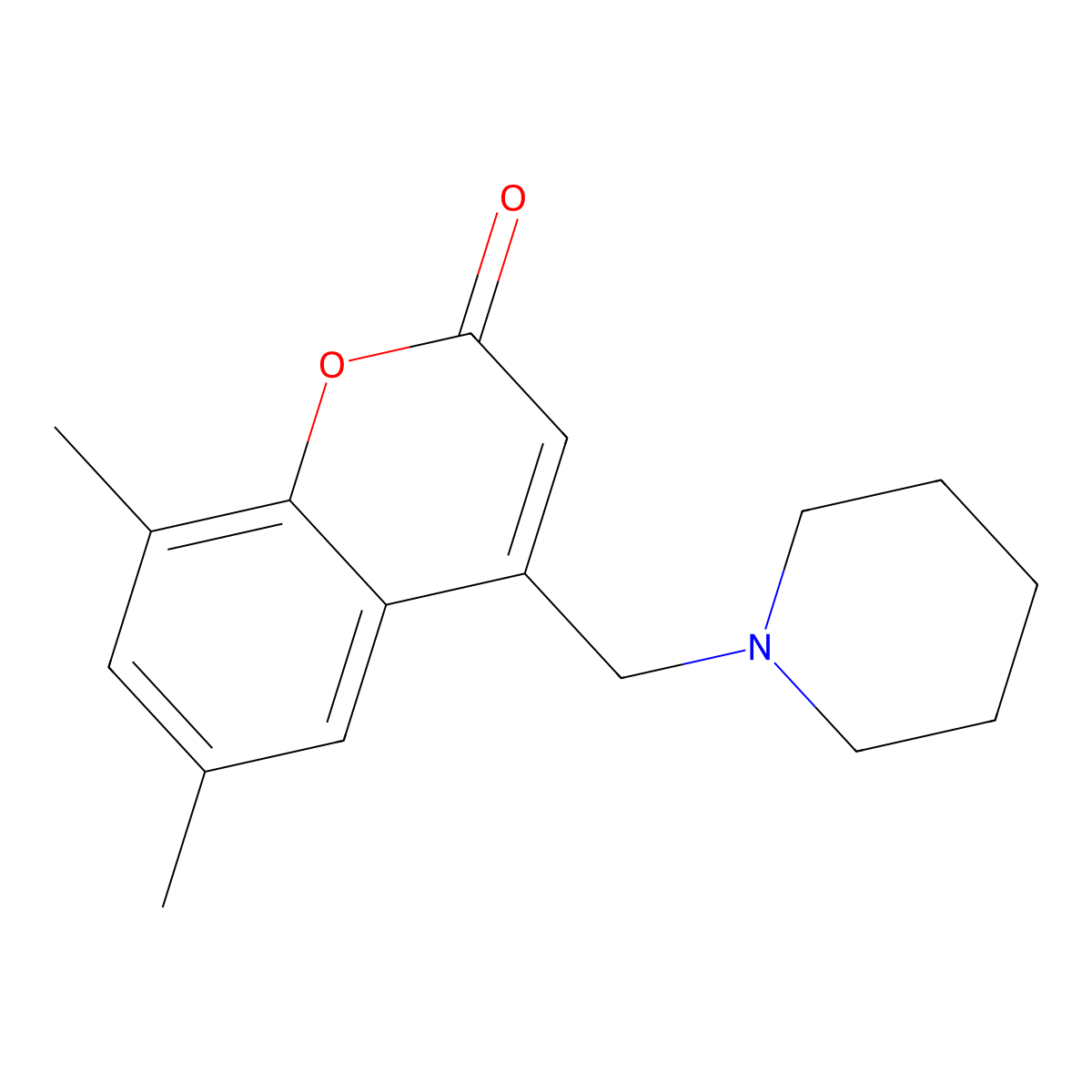 6,8-dimethyl-4-(piperidin-1-ylmethyl)-2H-chromen-2-one molecular structure, CAS 485821-98-5