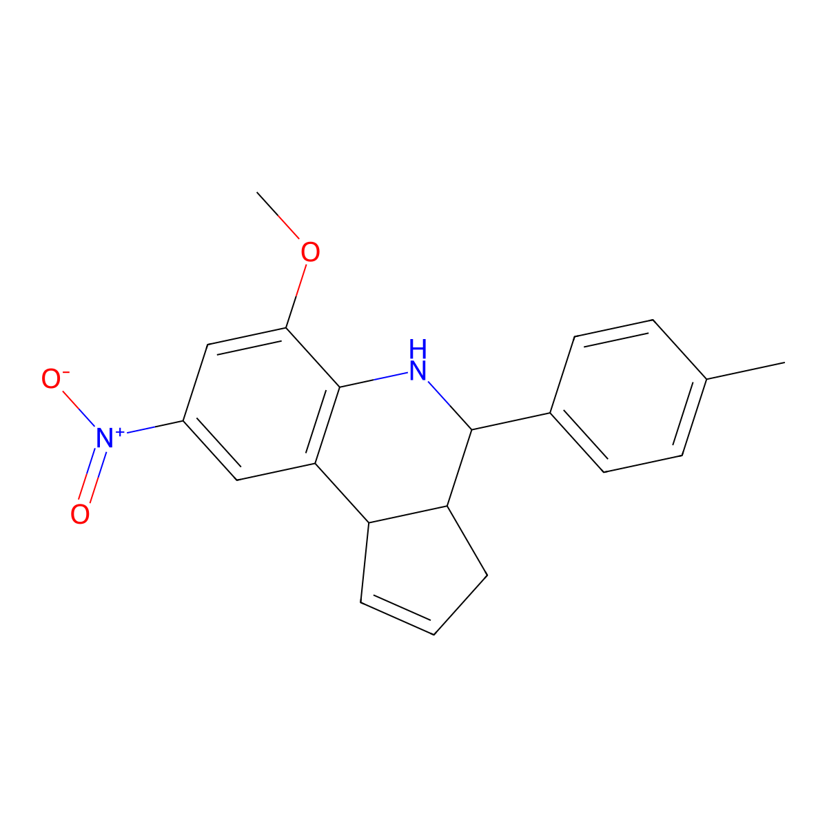 6-methoxy-4-(4-methylphenyl)-8-nitro-3a,4,5,9b-tetrahydro-3H-cyclopenta[c]quinoline molecular structure, CAS 485822-72-8