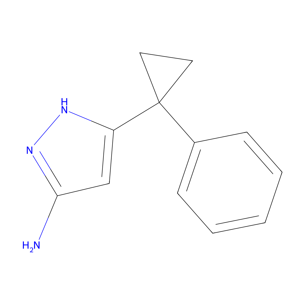 3-(1-phenylcyclopropyl)-1H-pyrazol-5-amine molecular structure, CAS 485827-23-4