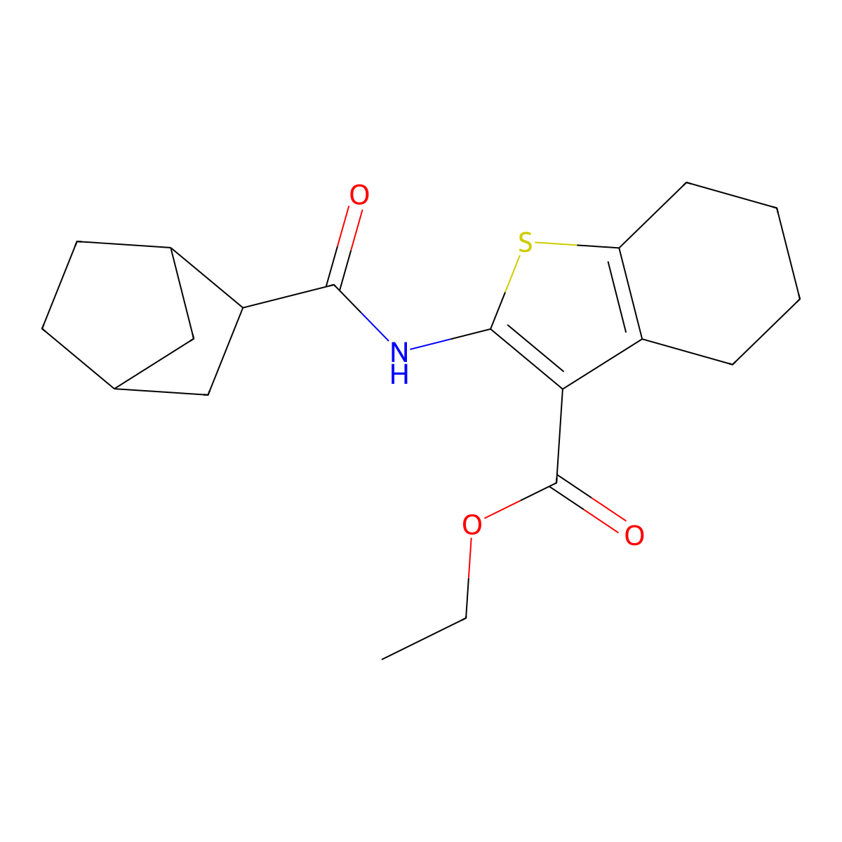 Ethyl 2-[(bicyclo[2.2.1]hept-2-ylcarbonyl)amino]-4,5,6,7-tetrahydro-1-benzothiophene-3-carboxylate molecular structure, CAS 485828-76-0