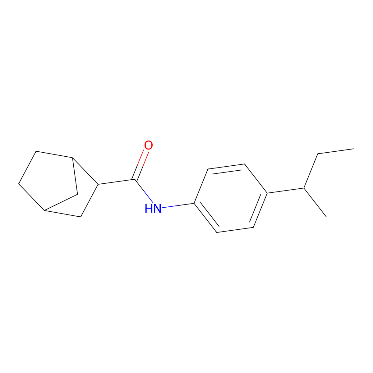 N-(4-(1-Methylpropyl)phenyl)bicyclo(2.2.1)heptane-2-carboxamide molecular structure, CAS 485828-96-4