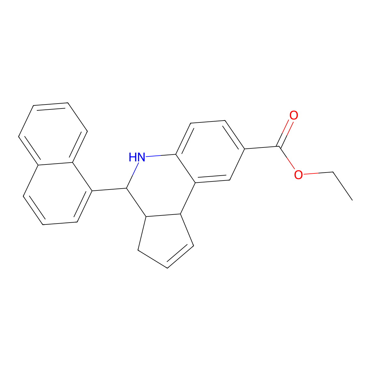 ethyl 4-(naphthalen-1-yl)-3a,4,5,9b-tetrahydro-3H-cyclopenta[c]quinoline-8-carboxylate molecular structure, CAS 485828-98-6