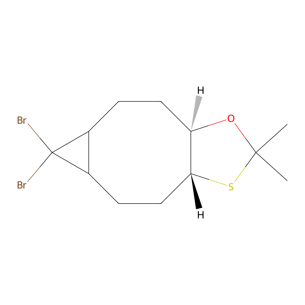 6,6-dibromo-2,2-dimethyloctahydro-3aH-cyclopropa[5,6]cycloocta[1,2-d][1,3]oxathiole molecular structure, CAS 485830-08-8