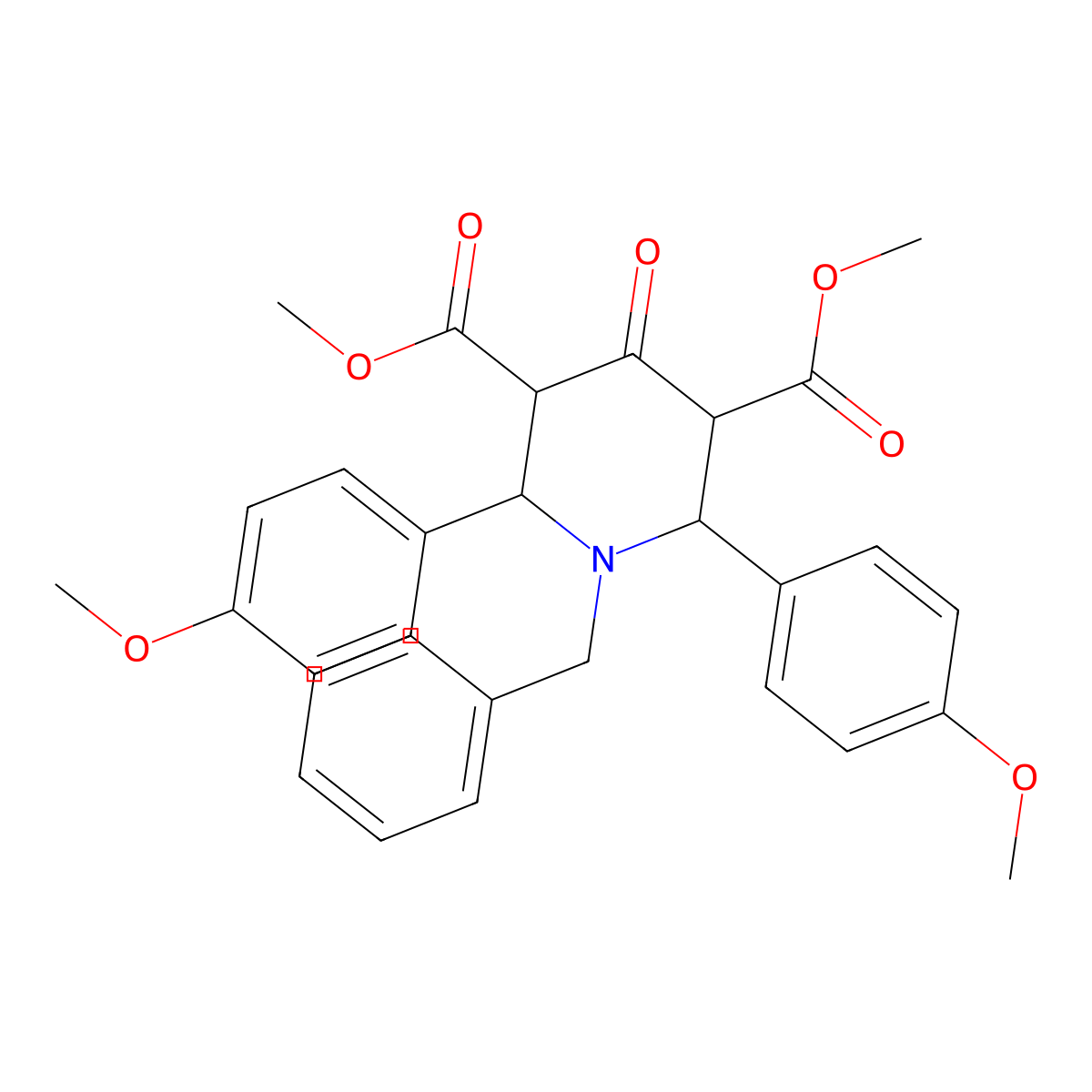 Dimethyl 1-benzyl-2,6-bis(4-methoxyphenyl)-4-oxo-3,5-piperidinedicarboxylate molecular structure, CAS 485830-34-0