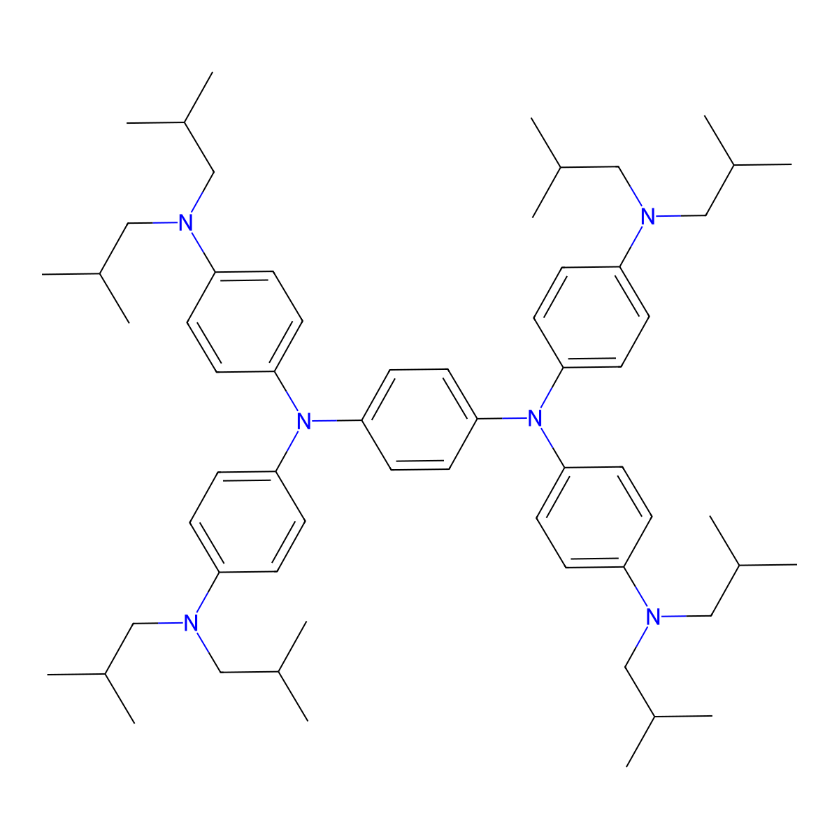 N1,N1'-(1,4-Phenylene)bis(N1-(4-(diisobutylamino)phenyl)-N4,N4-diisobutylbenzene-1,4-diamine) molecular structure, CAS 485831-34-3