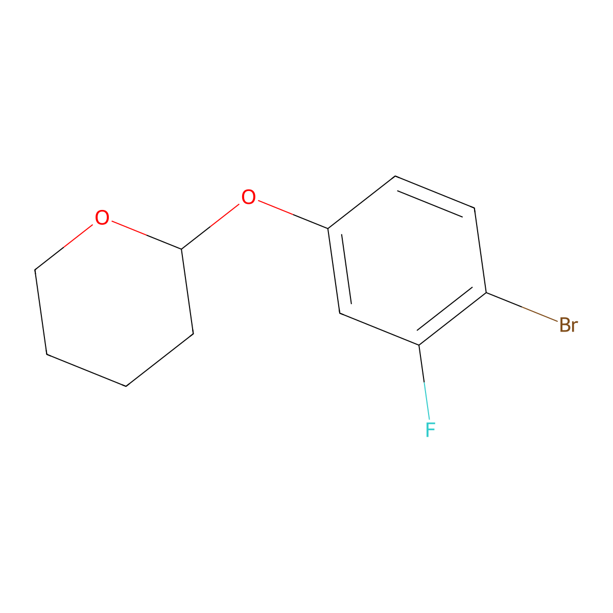 2-(4-bromo-3-fluorophenoxy)tetrahydro-2H-pyran molecular structure, CAS 485832-11-9