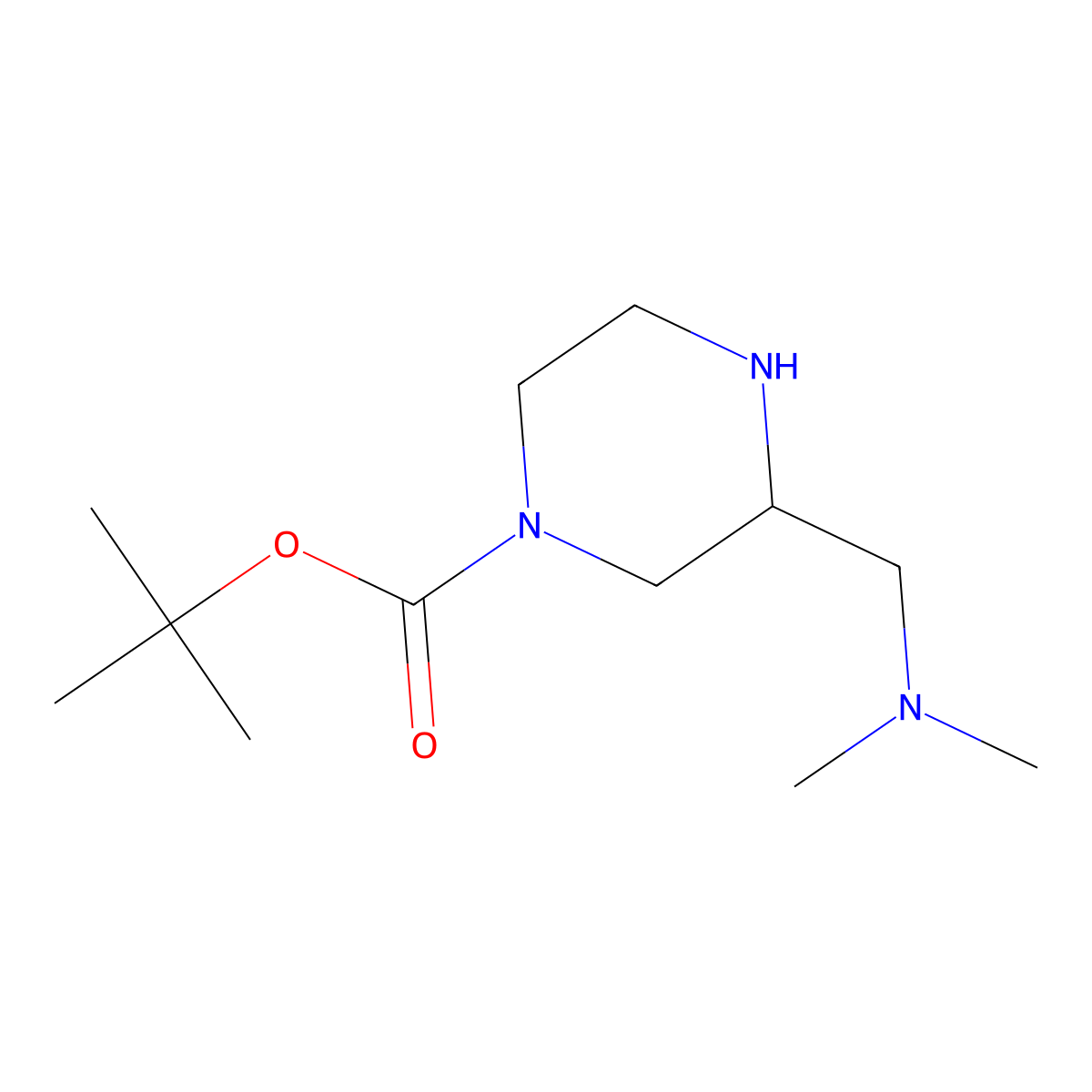 Tert-butyl 3-[(dimethylamino)methyl]piperazine-1-carboxylate molecular structure, CAS 485841-54-1