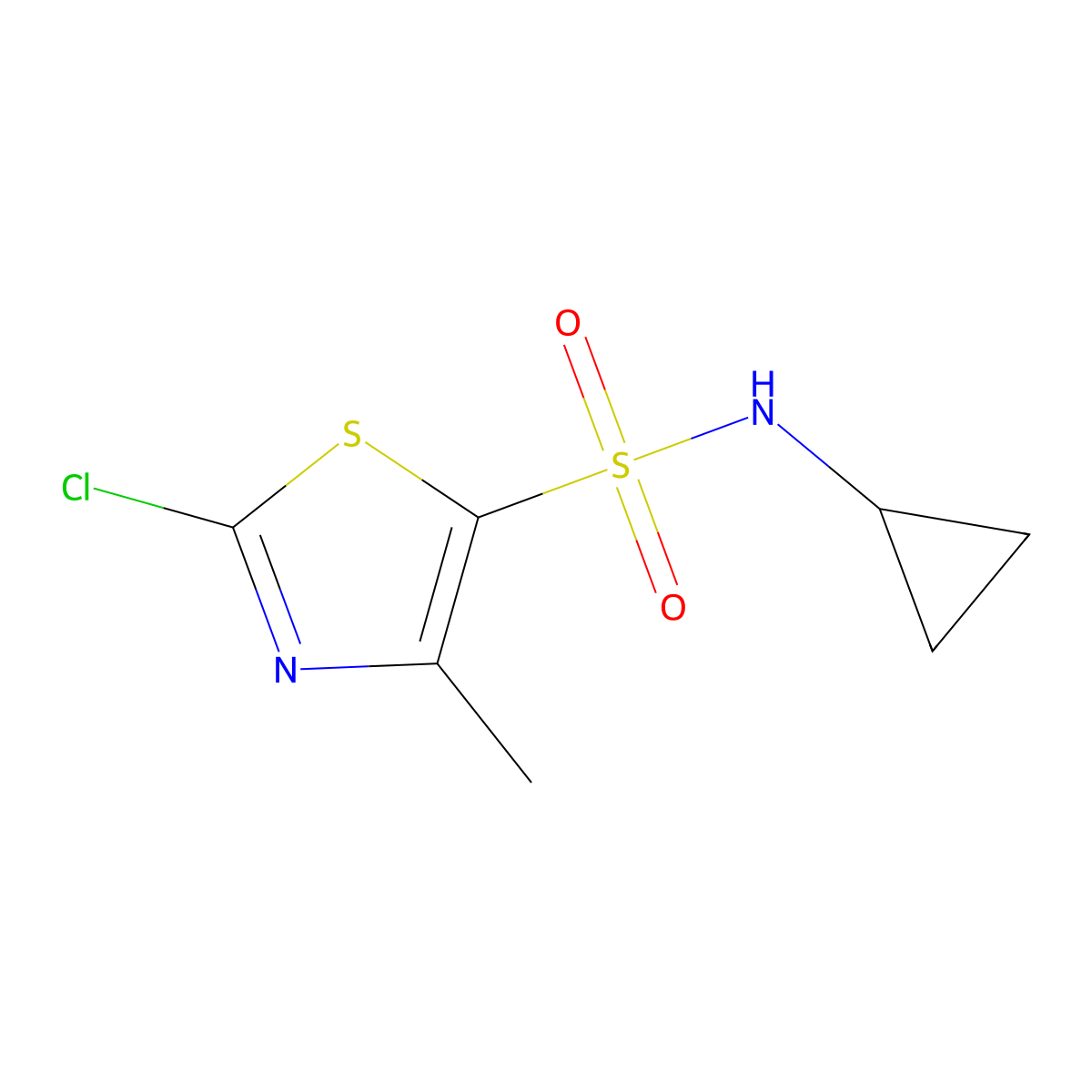 2-Chloro-N-cyclopropyl-4-methyl-5-thiazolesulfonamide molecular structure, CAS 485842-32-8