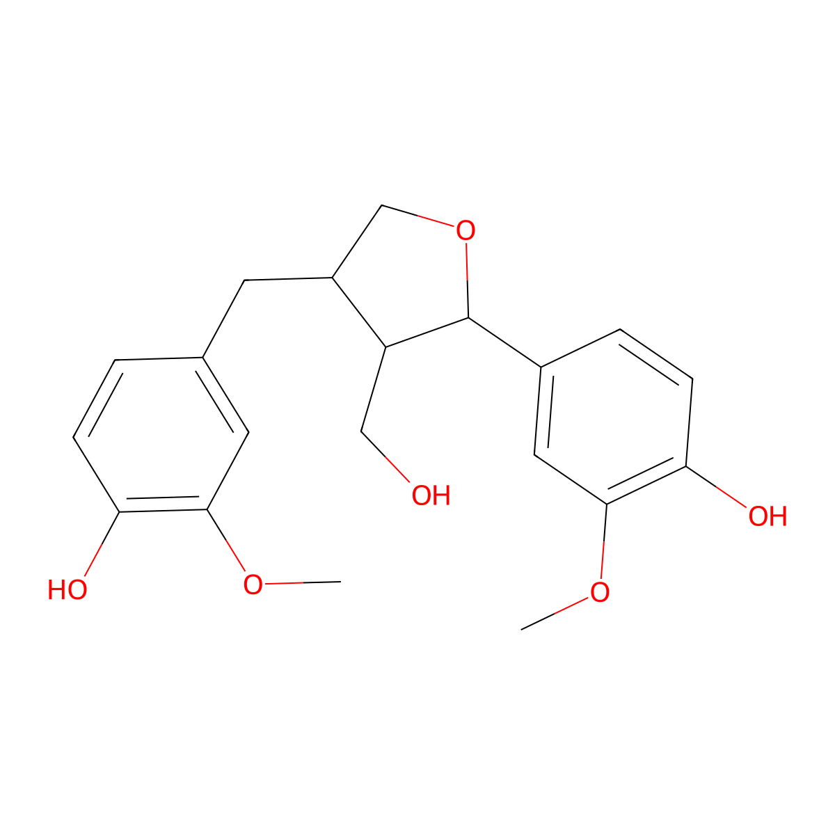 Tetrahydro-2-(4-hydroxy-3-methoxyphenyl)-4-((4-hydroxy-3-methoxyphenyl)methyl)-3-furanmethanol molecular structure, CAS 486-29-3