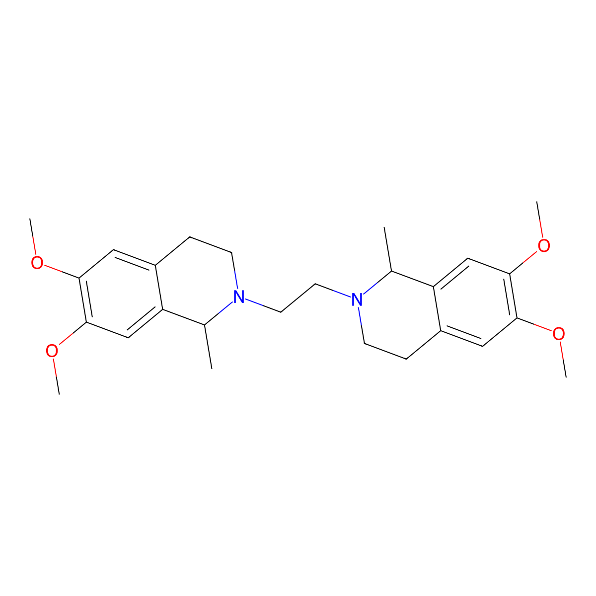 1,2-bis(6,7-dimethoxy-1-methyl-3,4-dihydroisoquinolin-2(1H)-yl)ethane molecular structure, CAS 486-49-7