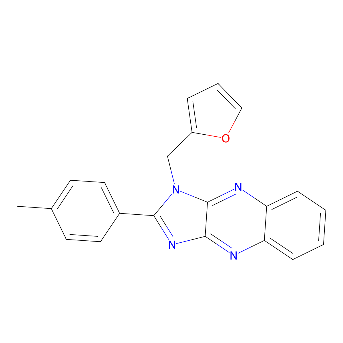3-(Furan-2-ylmethyl)-2-(4-methylphenyl)imidazo[4,5-b]quinoxaline molecular structure, CAS 4860-47-3