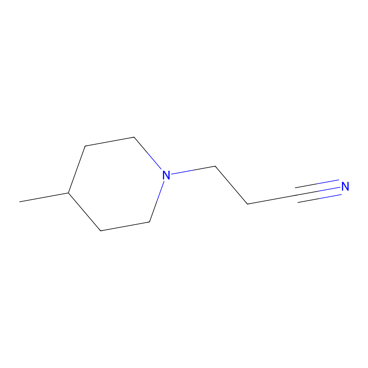 3-(4-Methylpiperidin-1-yl)propanenitrile molecular structure, CAS 4862-35-5