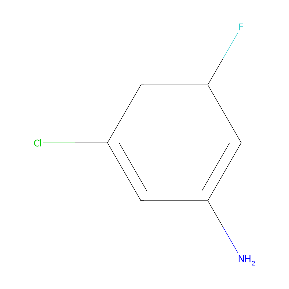 3-Chloro-5-fluoroaniline molecular structure, CAS 4863-91-6