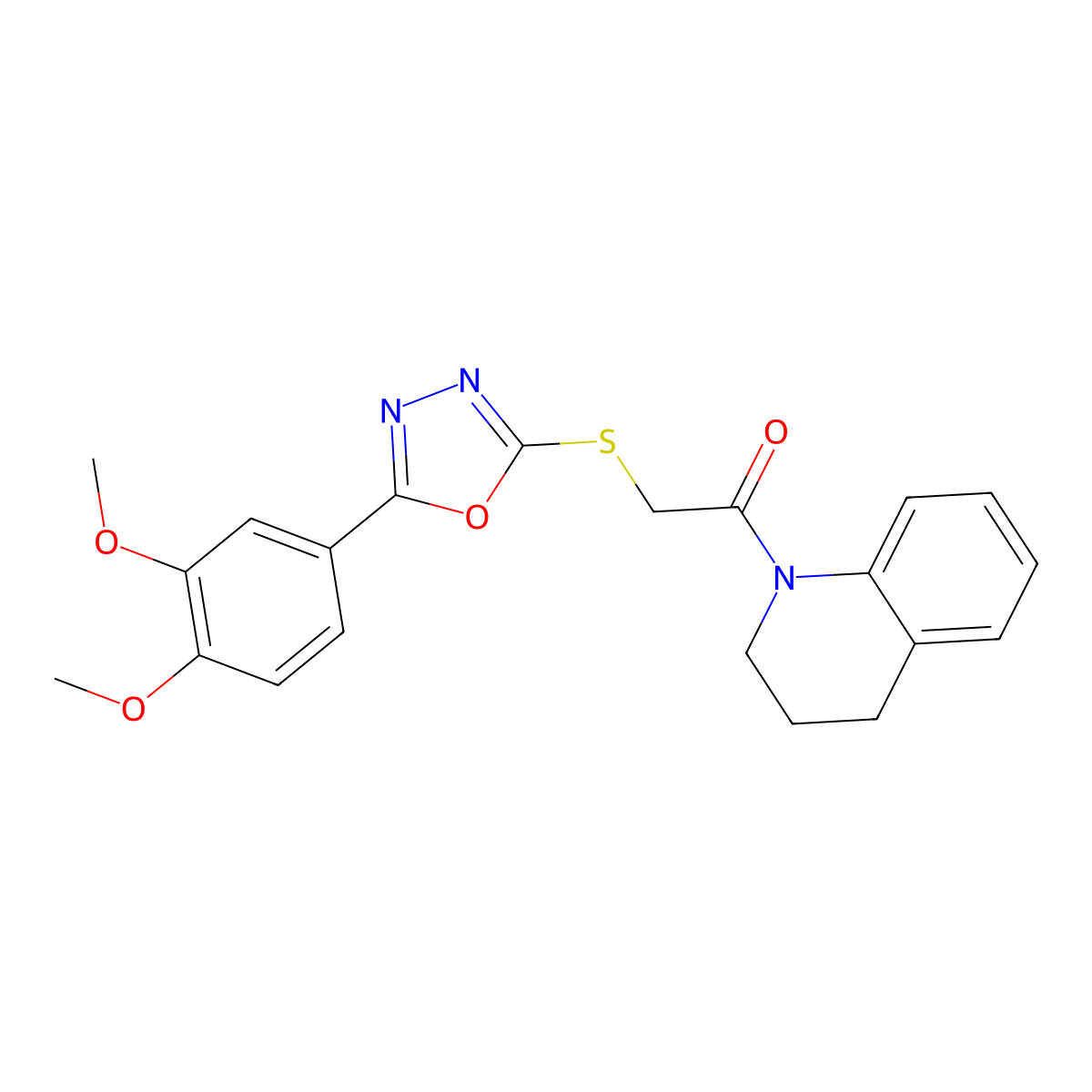 1-(3,4-dihydroquinolin-1(2H)-yl)-2-((5-(3,4-dimethoxyphenyl)-1,3,4-oxadiazol-2-yl)thio)ethanone molecular structure, CAS 486398-16-7