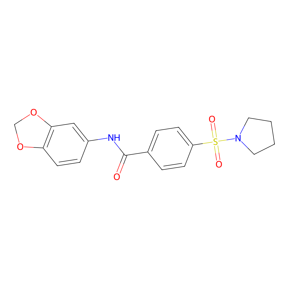N-(1,3-benzodioxol-5-yl)-4-(pyrrolidin-1-ylsulfonyl)benzamide molecular structure, CAS 486400-95-7