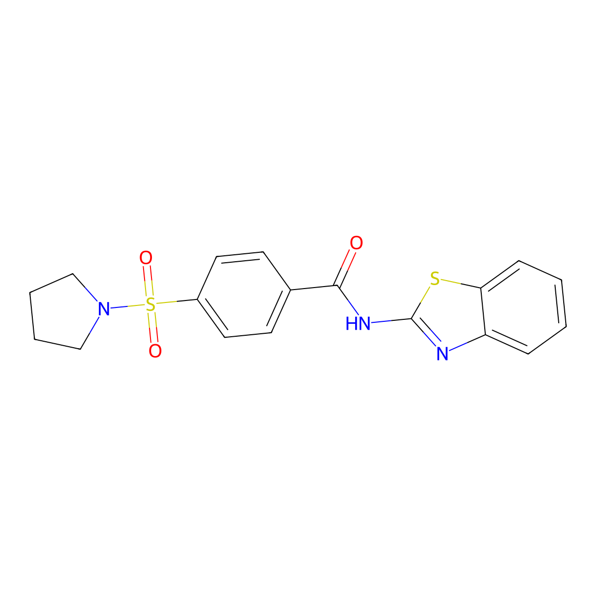 N-(1,3-benzothiazol-2-yl)-4-(pyrrolidin-1-ylsulfonyl)benzamide molecular structure, CAS 486401-00-7