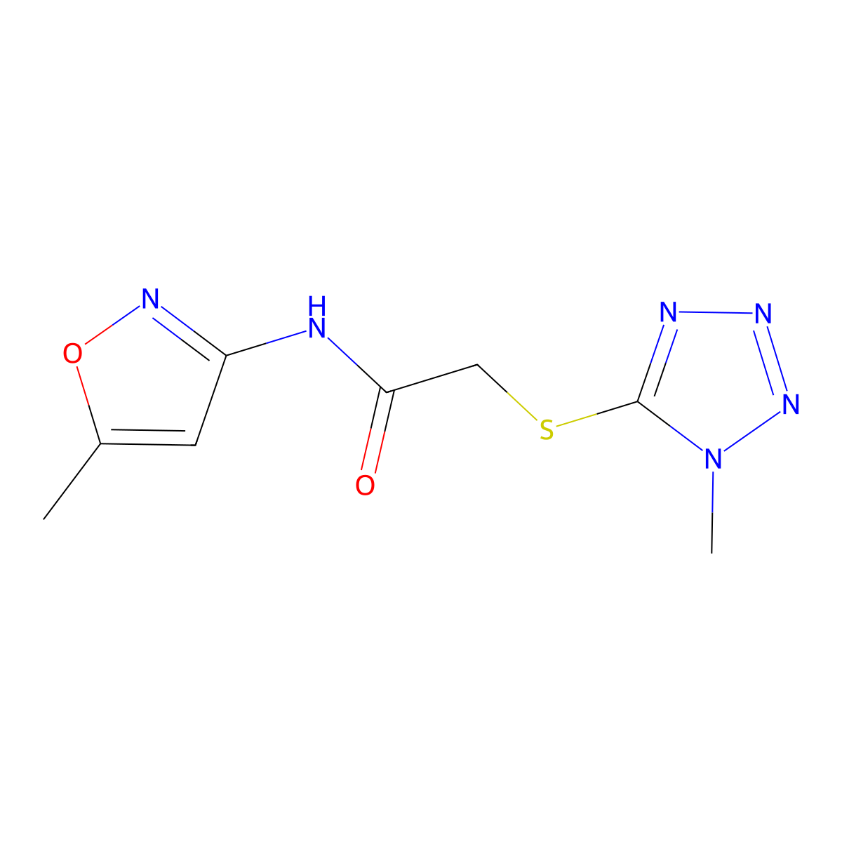 2-((1-Methyl-1H-tetrazol-5-yl)thio)-N-(5-methylisoxazol-3-yl)acetamide molecular structure, CAS 486408-45-1