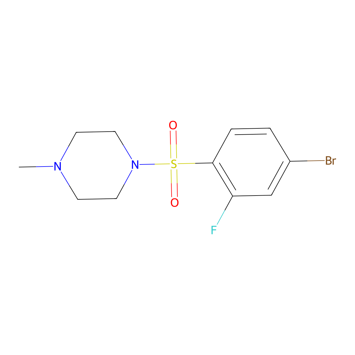 1-((4-Bromo-2-fluorophenyl)sulfonyl)-4-methylpiperazine molecular structure, CAS 486422-16-6