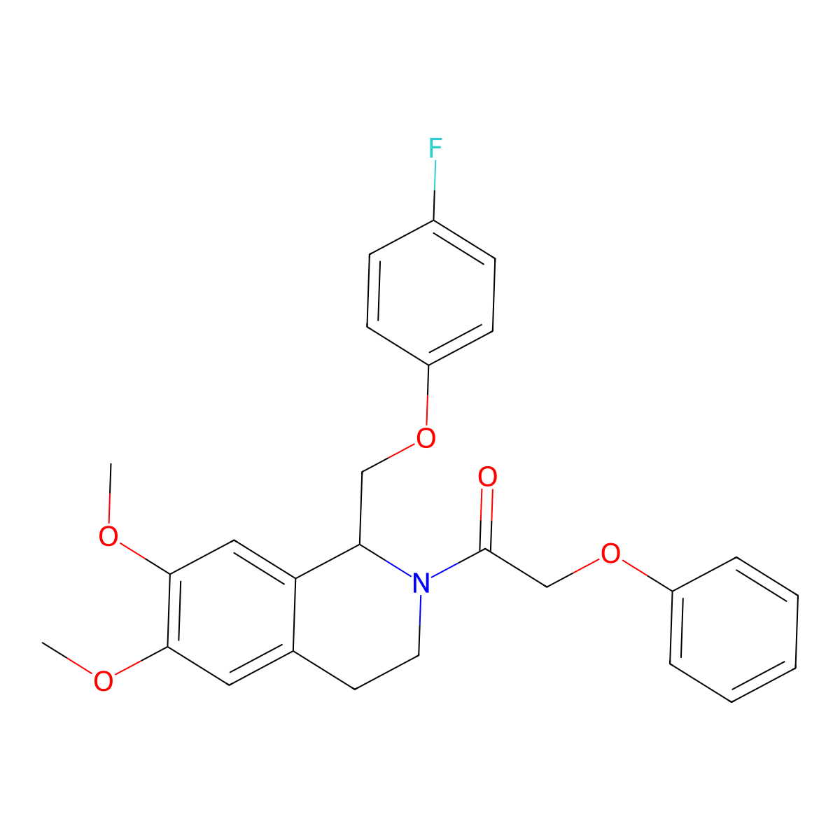 1-(1-((4-fluorophenoxy)methyl)-6,7-dimethoxy-3,4-dihydroisoquinolin-2(1H)-yl)-2-phenoxyethanone molecular structure, CAS 486426-07-7