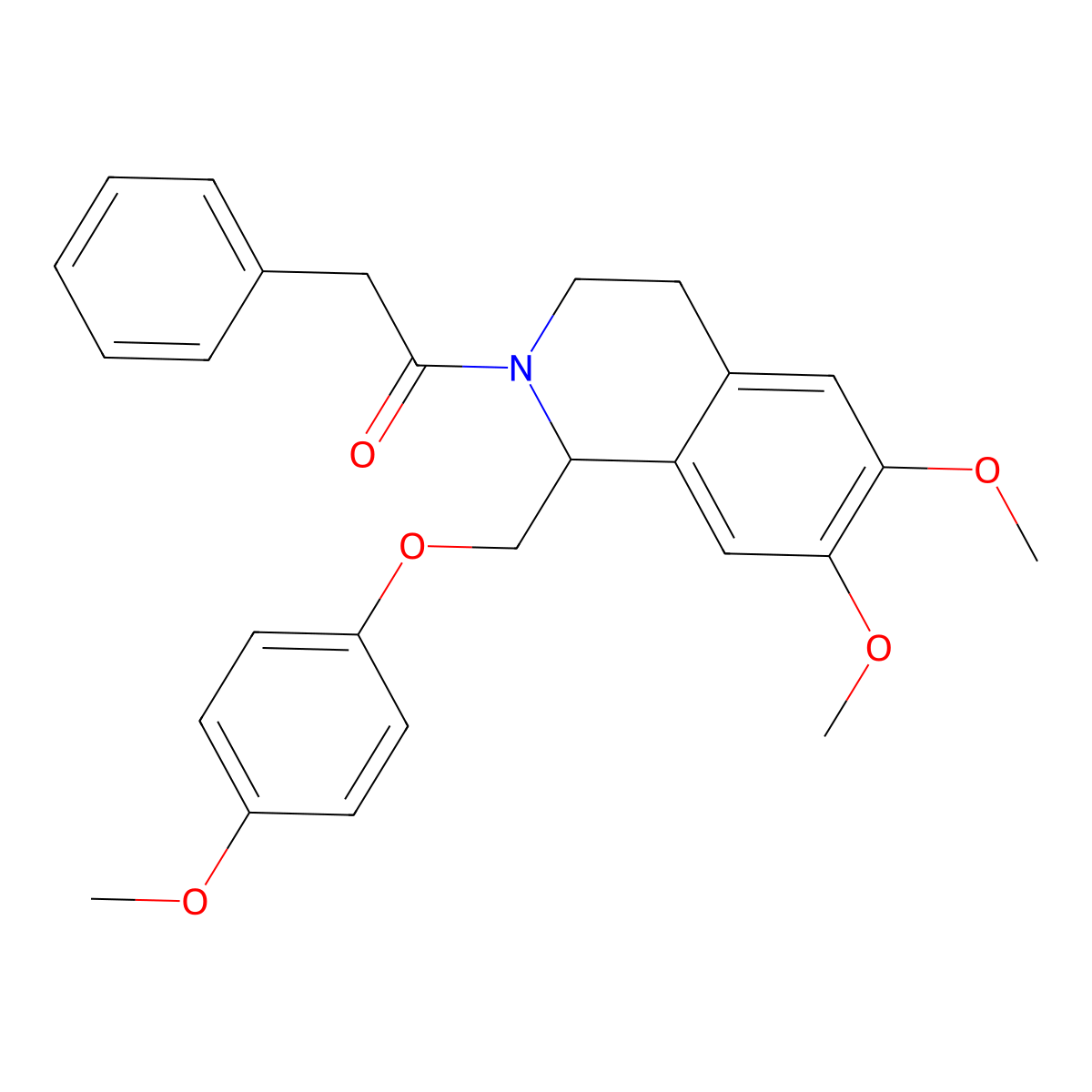 1-(6,7-dimethoxy-1-((4-methoxyphenoxy)methyl)-3,4-dihydroisoquinolin-2(1H)-yl)-2-phenylethanone molecular structure, CAS 486427-02-5