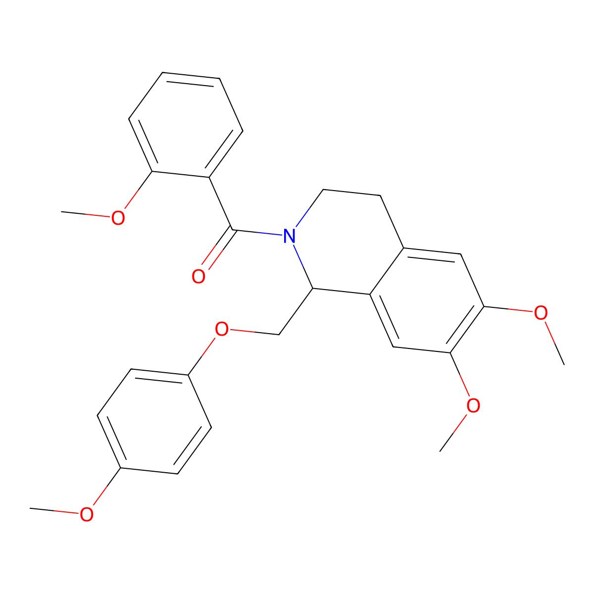(6,7-dimethoxy-1-((4-methoxyphenoxy)methyl)-3,4-dihydroisoquinolin-2(1H)-yl)(2-methoxyphenyl)methanone molecular structure, CAS 486427-15-0