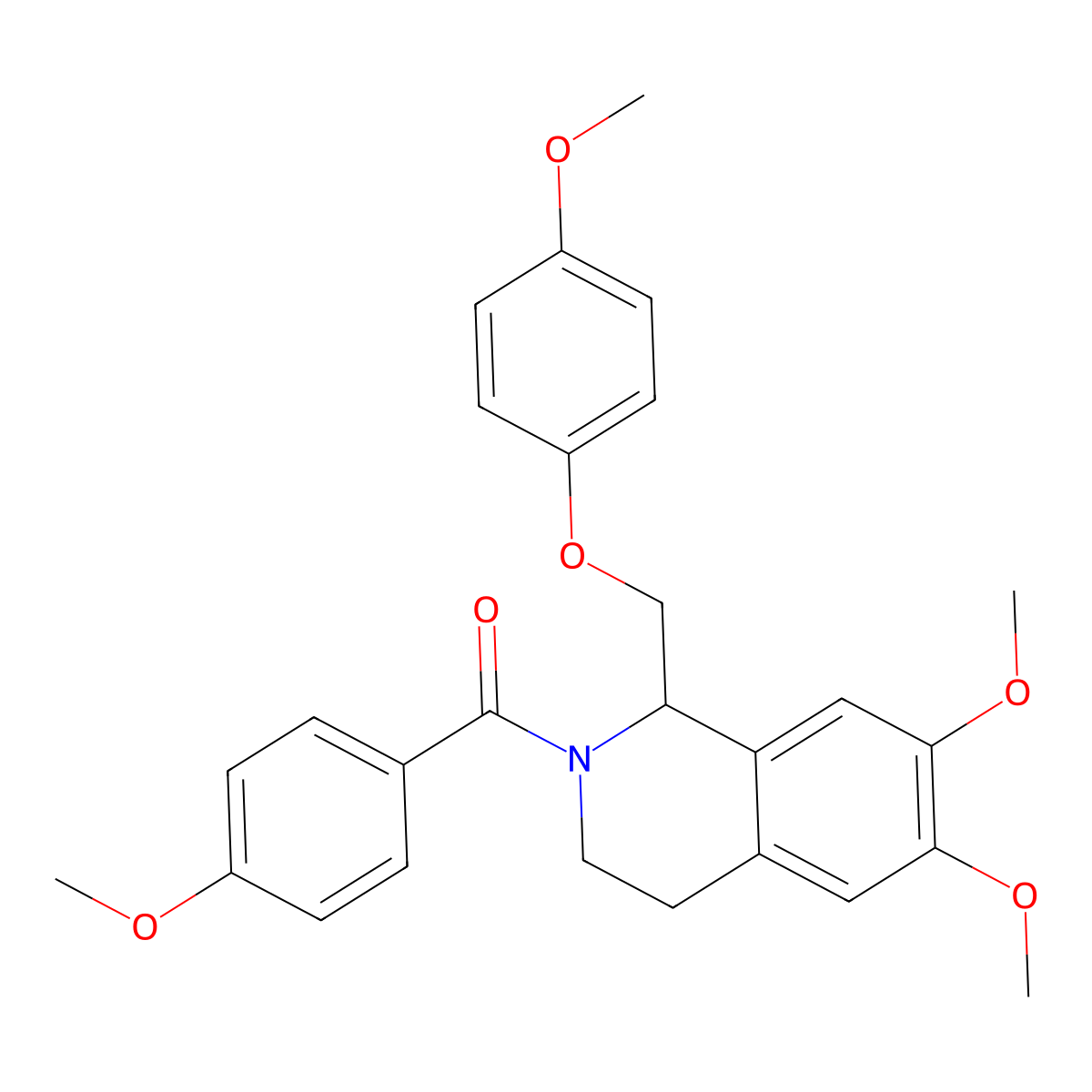 6,7-Dimethoxy-2-(4-methoxybenzoyl)-1-[(4-methoxyphenoxy)methyl]-1,2,3,4-tetrahydroisoquinoline molecular structure, CAS 486427-16-1