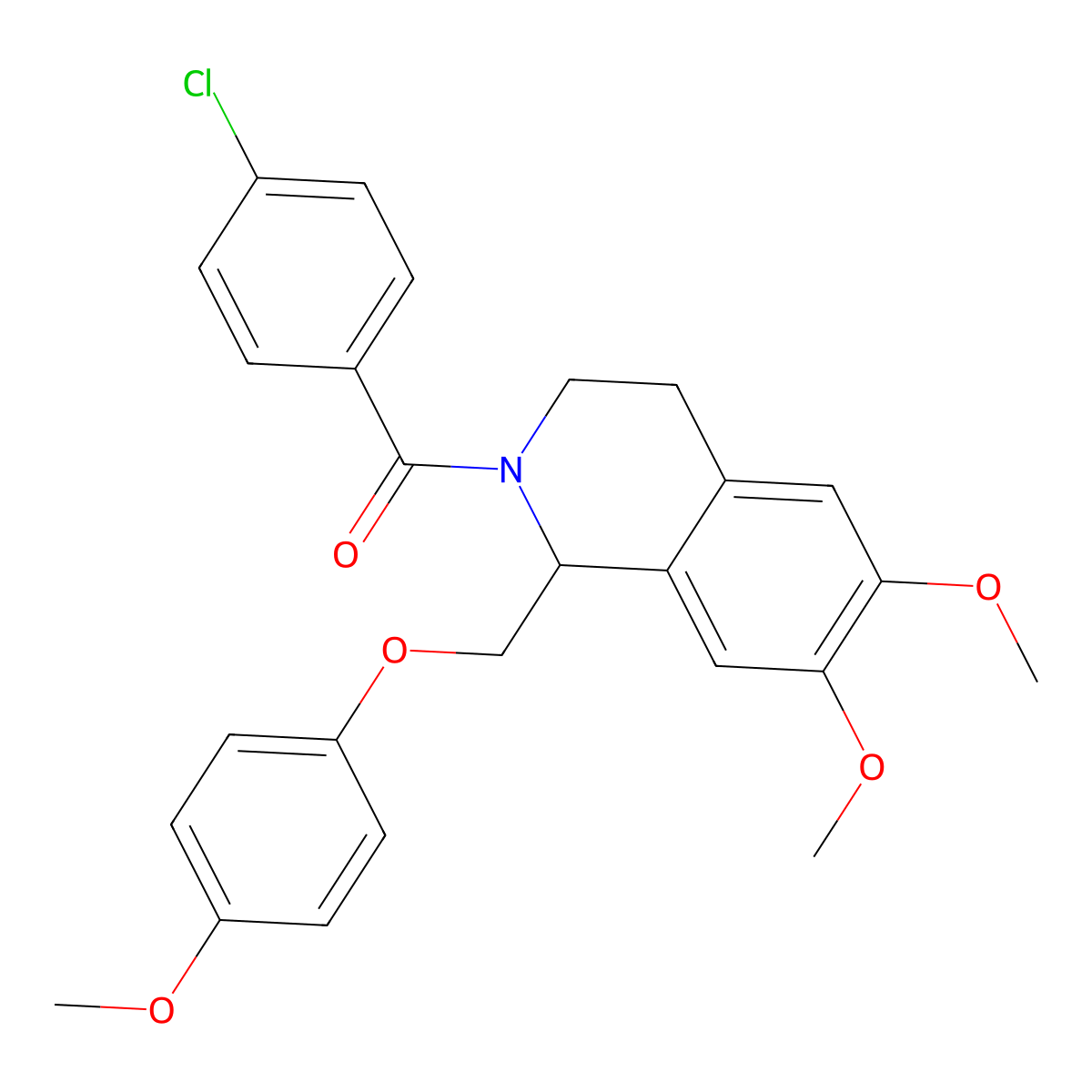 2-(4-Chlorobenzoyl)-6,7-dimethoxy-1-[(4-methoxyphenoxy)methyl]-1,2,3,4-tetrahydroisoquinoline molecular structure, CAS 486427-18-3