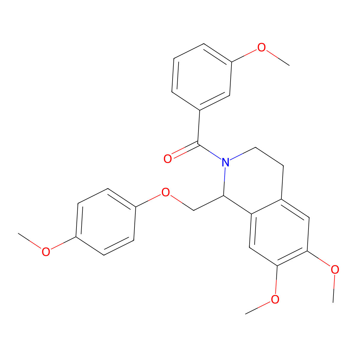 (6,7-dimethoxy-1-((4-methoxyphenoxy)methyl)-3,4-dihydroisoquinolin-2(1H)-yl)(3-methoxyphenyl)methanone molecular structure, CAS 486427-24-1