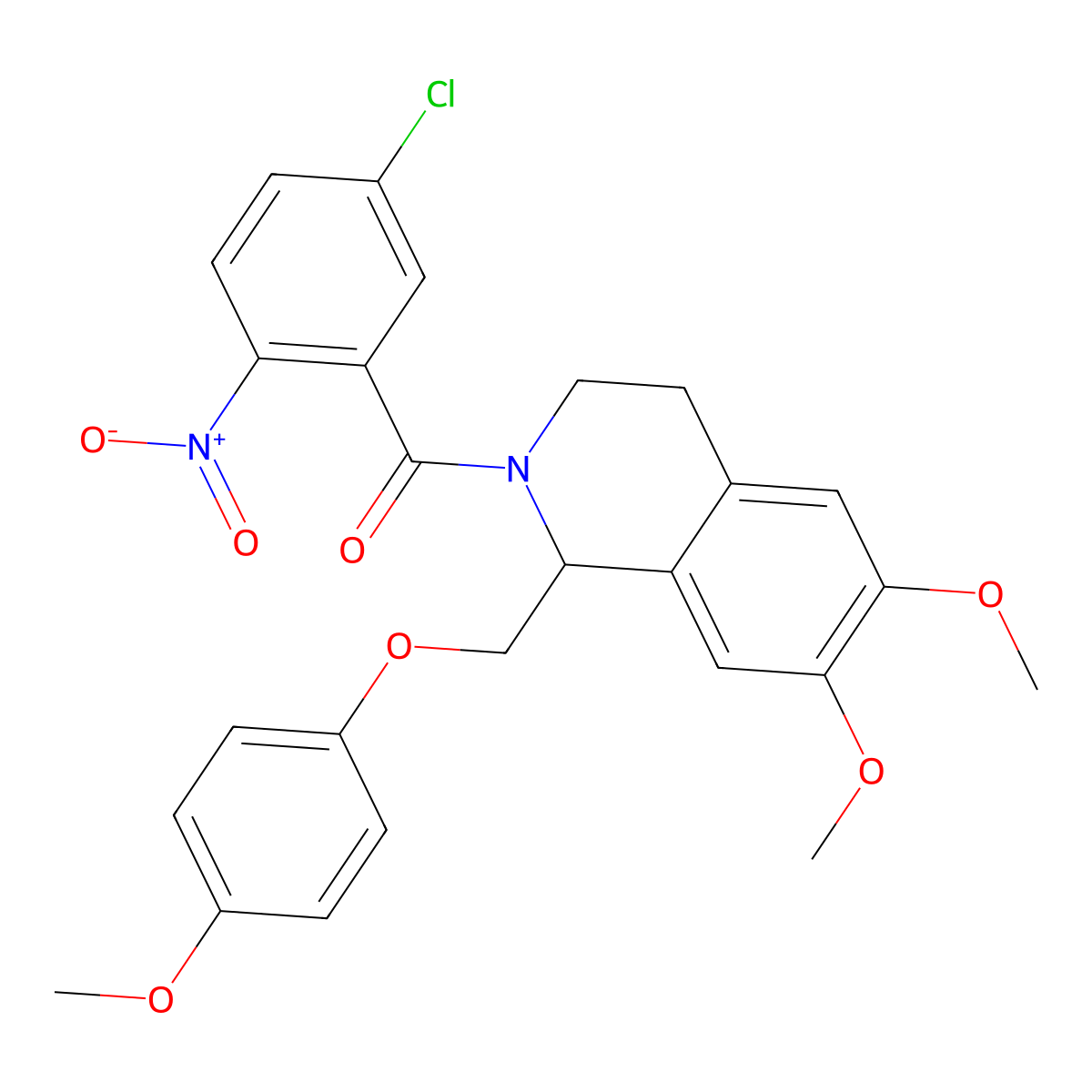 2-(5-Chloro-2-nitrobenzoyl)-6,7-dimethoxy-1-[(4-methoxyphenoxy)methyl]-1,2,3,4-tetrahydroisoquinoline molecular structure, CAS 486427-30-9