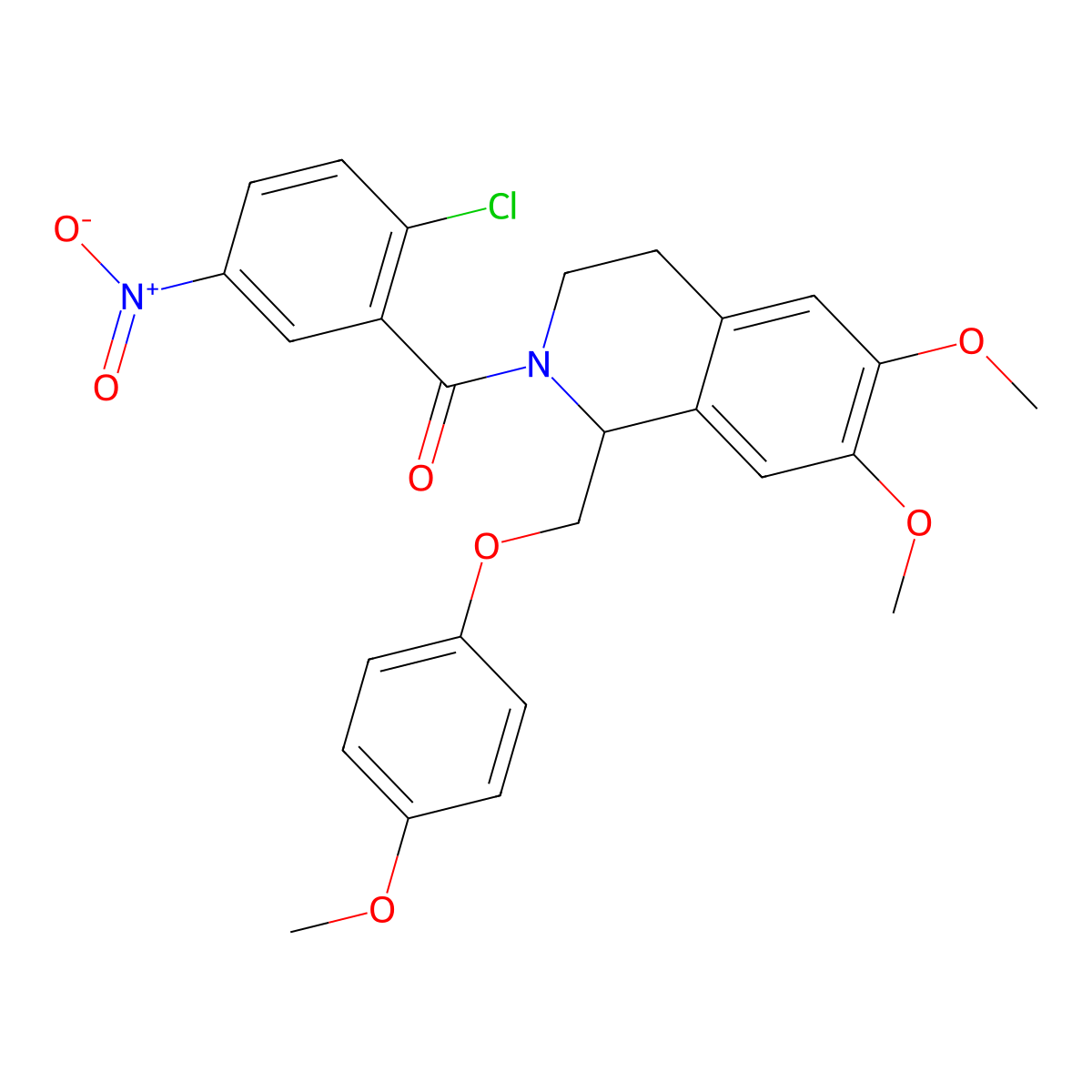 2-(2-Chloro-5-nitrobenzoyl)-6,7-dimethoxy-1-[(4-methoxyphenoxy)methyl]-1,2,3,4-tetrahydroisoquinoline molecular structure, CAS 486427-33-2