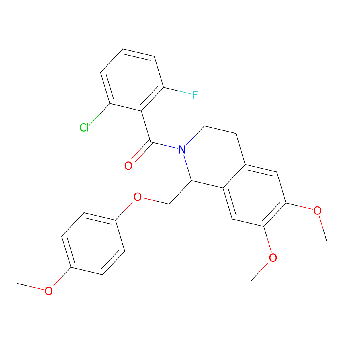 (2-chloro-6-fluorophenyl)(6,7-dimethoxy-1-((4-methoxyphenoxy)methyl)-3,4-dihydroisoquinolin-2(1H)-yl)methanone molecular structure, CAS 486427-36-5