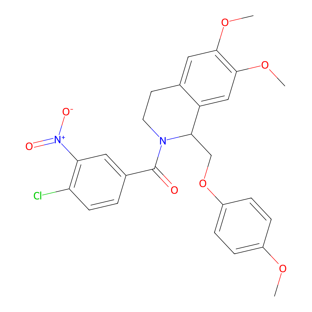 2-(4-Chloro-3-nitrobenzoyl)-6,7-dimethoxy-1-[(4-methoxyphenoxy)methyl]-1,2,3,4-tetrahydroisoquinoline molecular structure, CAS 486427-39-8