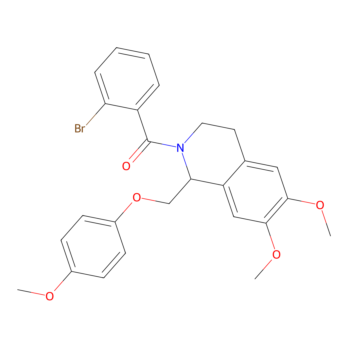 (2-bromophenyl)(6,7-dimethoxy-1-((4-methoxyphenoxy)methyl)-3,4-dihydroisoquinolin-2(1H)-yl)methanone molecular structure, CAS 486427-40-1