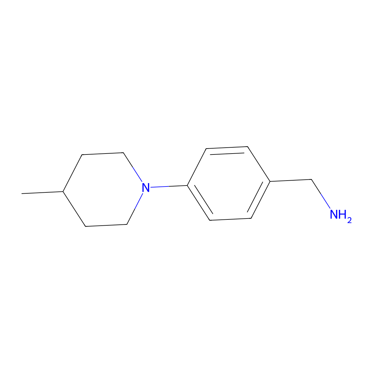 (4-(4-Methylpiperidin-1-yl)phenyl)methanamine molecular structure, CAS 486437-59-6