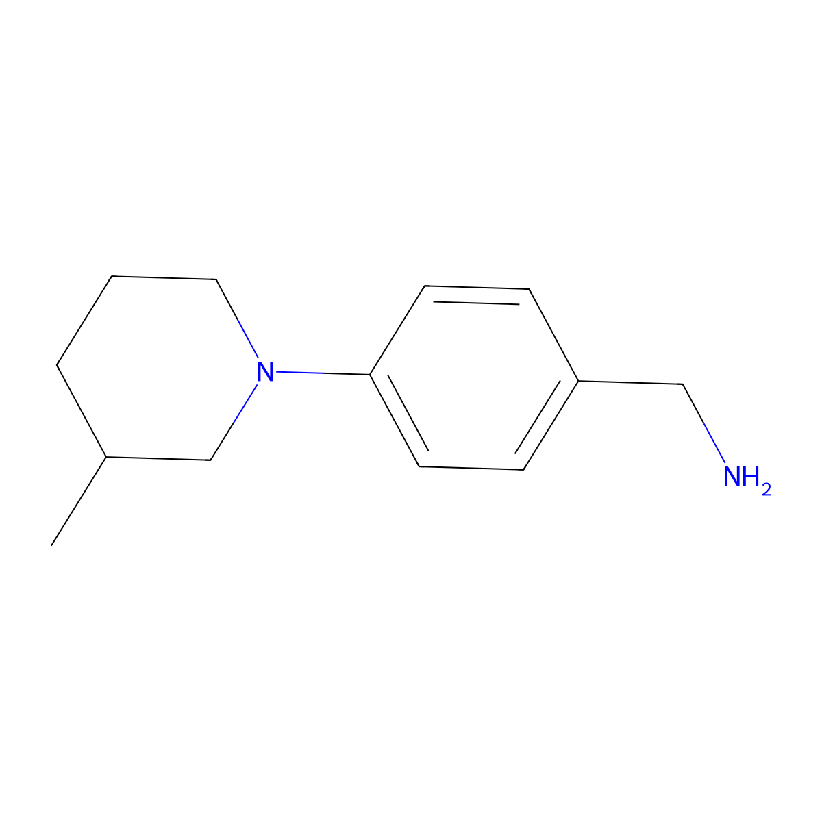 1-[4-(3-Methylpiperidin-1-yl)phenyl]methanamine molecular structure, CAS 486437-66-5