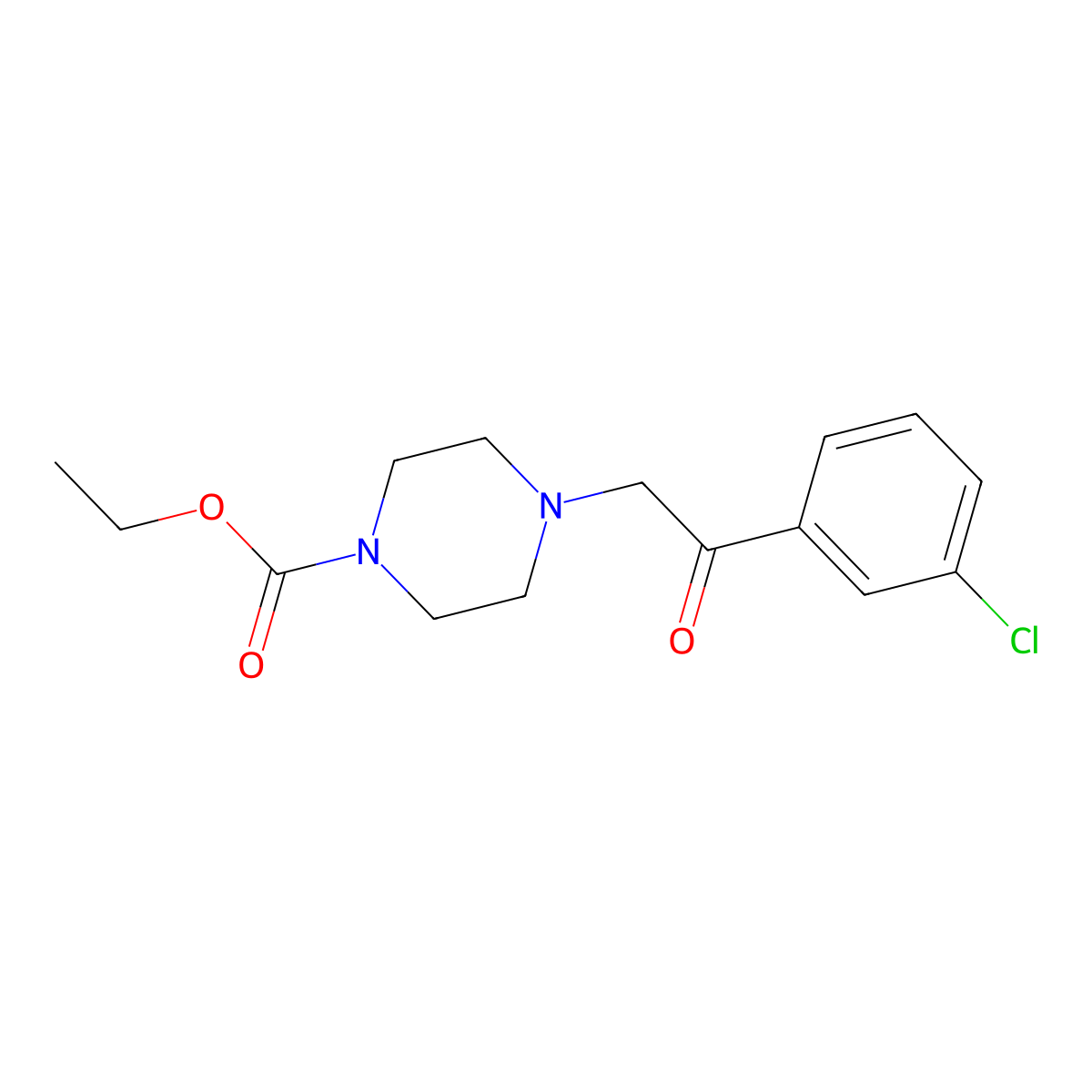 Ethyl 4-[2-(3-chlorophenyl)-2-oxoethyl]tetrahydro-1(2H)-pyrazinecarboxylate molecular structure, CAS 486439-06-9