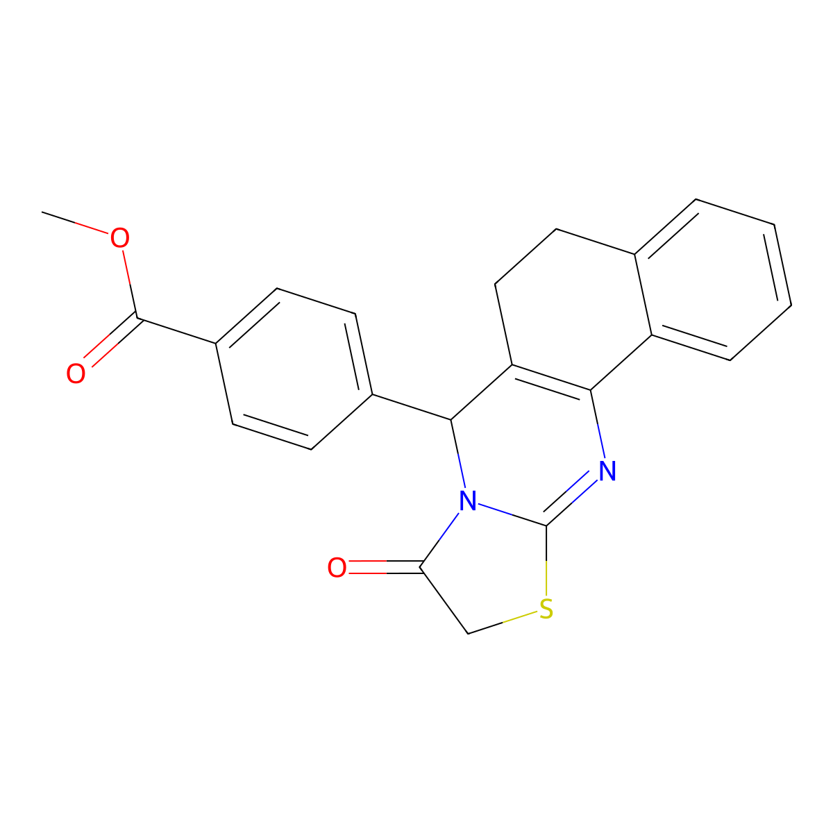 methyl 4-(9-oxo-6,7,9,10-tetrahydro-5H-benzo[h]thiazolo[2,3-b]quinazolin-7-yl)benzoate molecular structure, CAS 486440-06-6