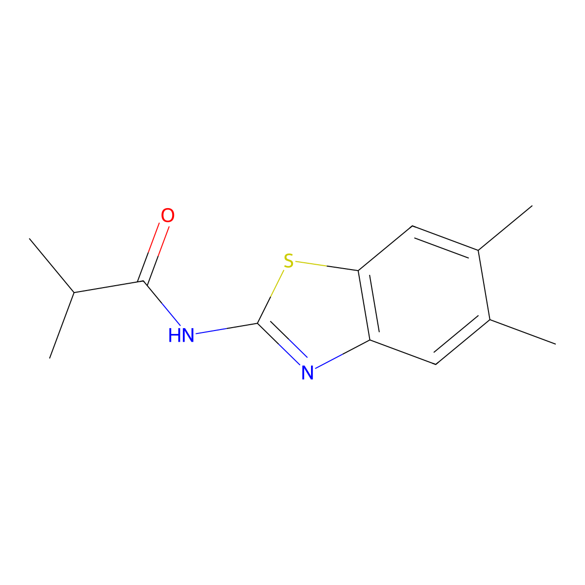 N-(5,6-dimethyl-1,3-benzothiazol-2-yl)-2-methylpropanamide molecular structure, CAS 486440-45-3
