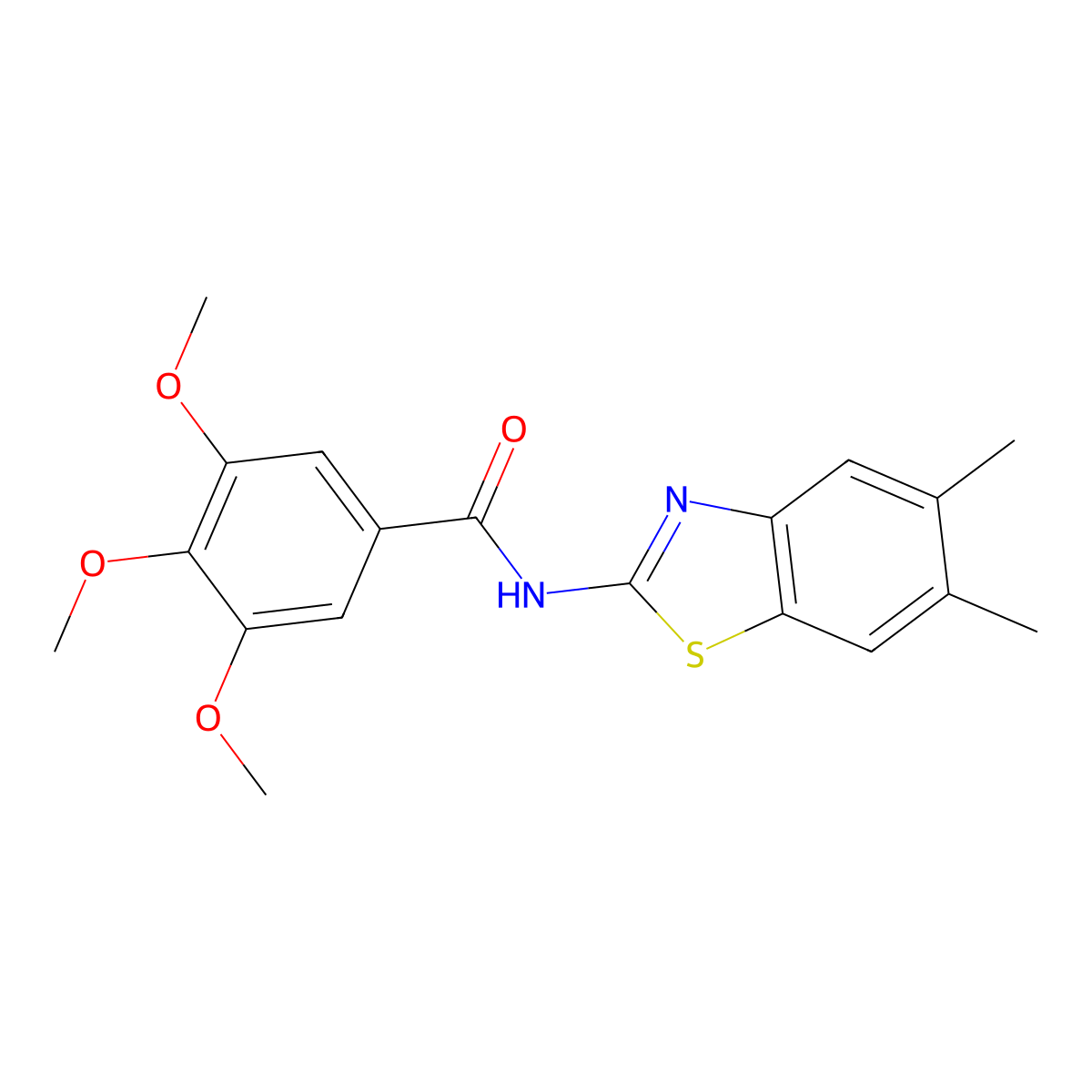 N-(5,6-dimethyl-1,3-benzothiazol-2-yl)-3,4,5-trimethoxybenzamide molecular structure, CAS 486440-54-4