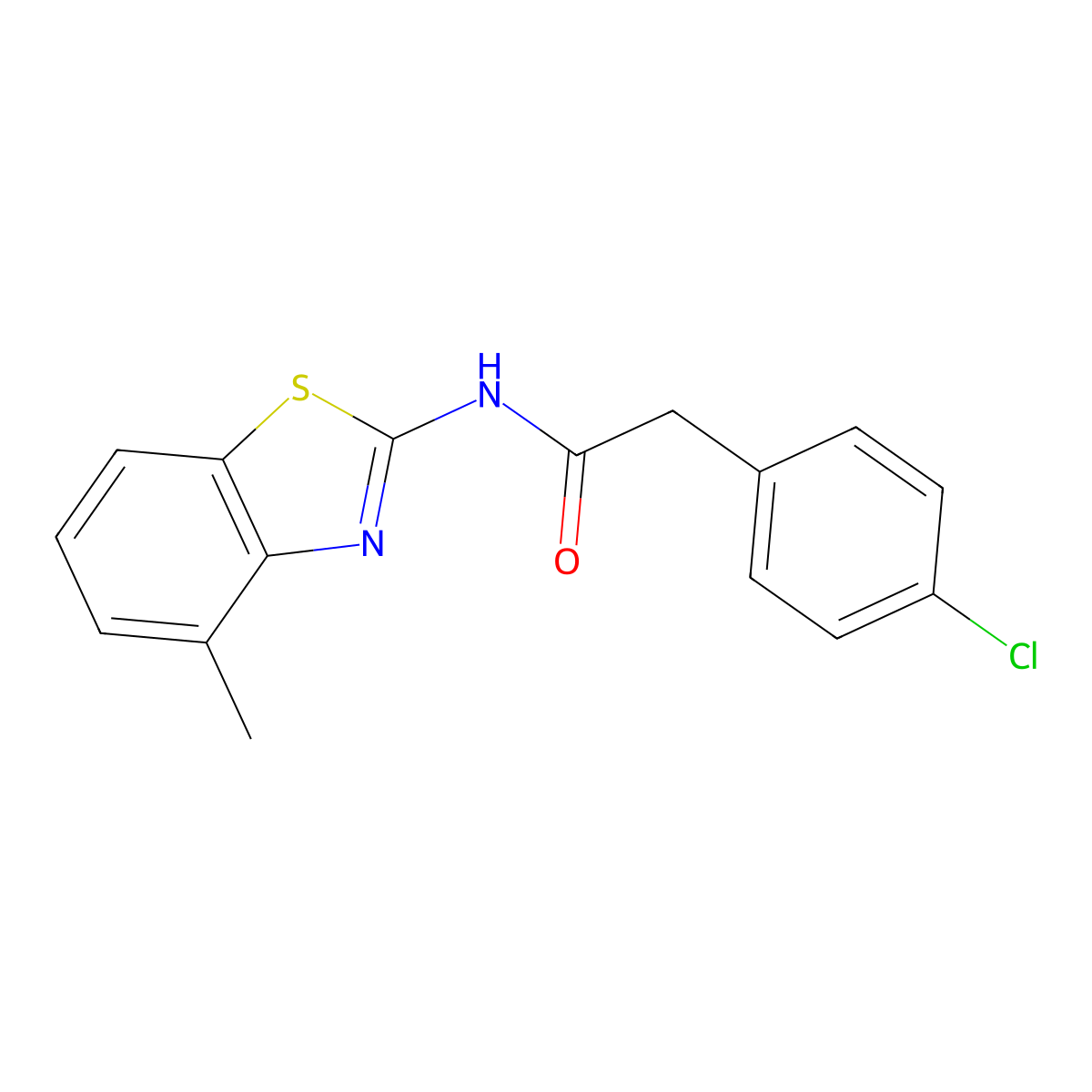 2-(4-chlorophenyl)-N-(4-methyl-1,3-benzothiazol-2-yl)acetamide molecular structure, CAS 486441-69-4