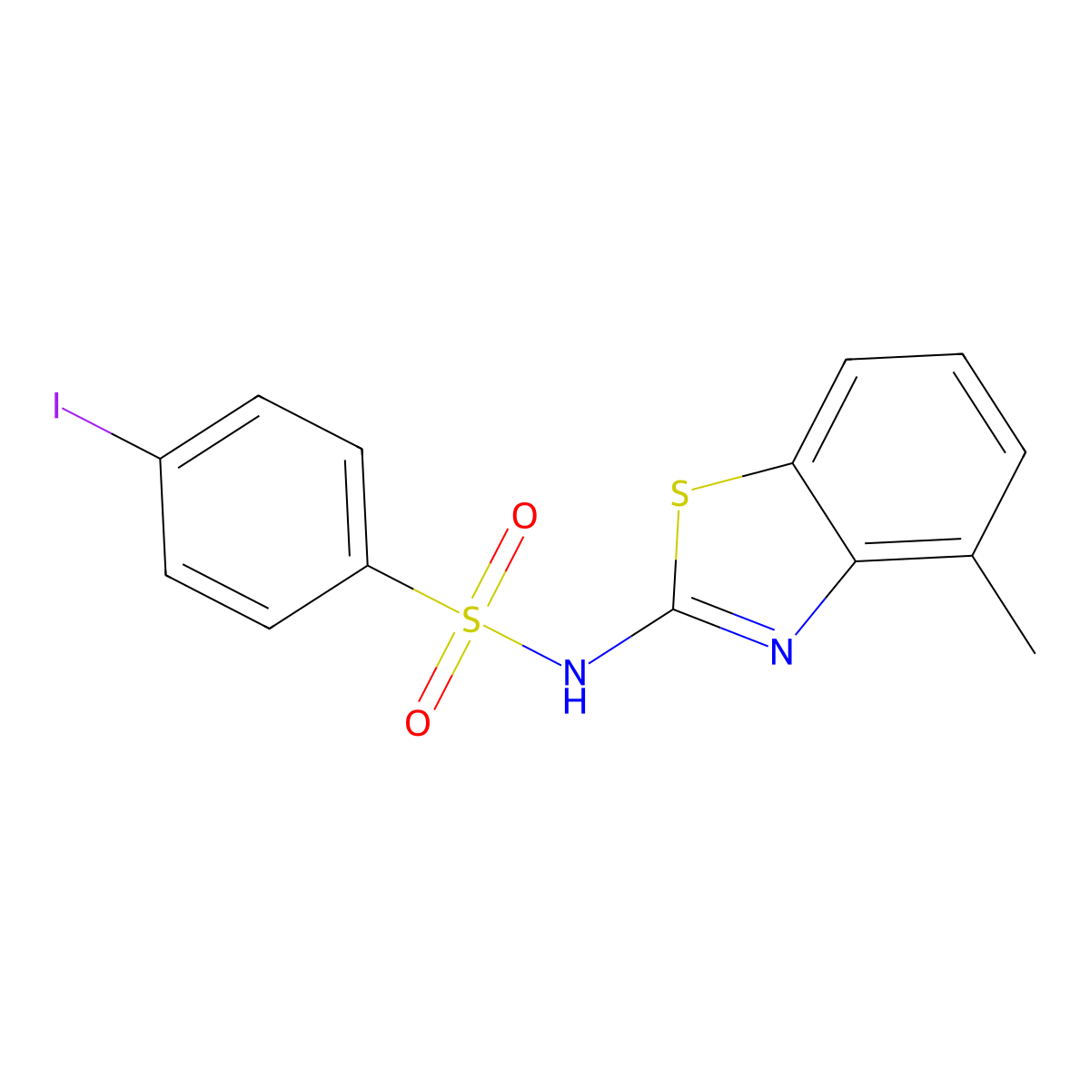 4-iodo-N-(4-methyl-1,3-benzothiazol-2-yl)benzene-1-sulfonamide molecular structure, CAS 486441-70-7
